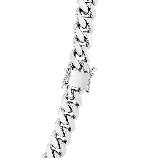 Sterling Silver Rhodium Plated Miami Cuban Chain (9.80 mm)