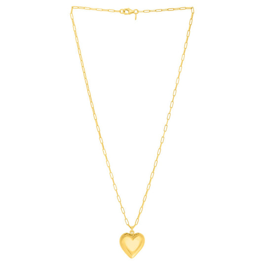 Sterling Silver Gold Plated Puffed Heart Pendant