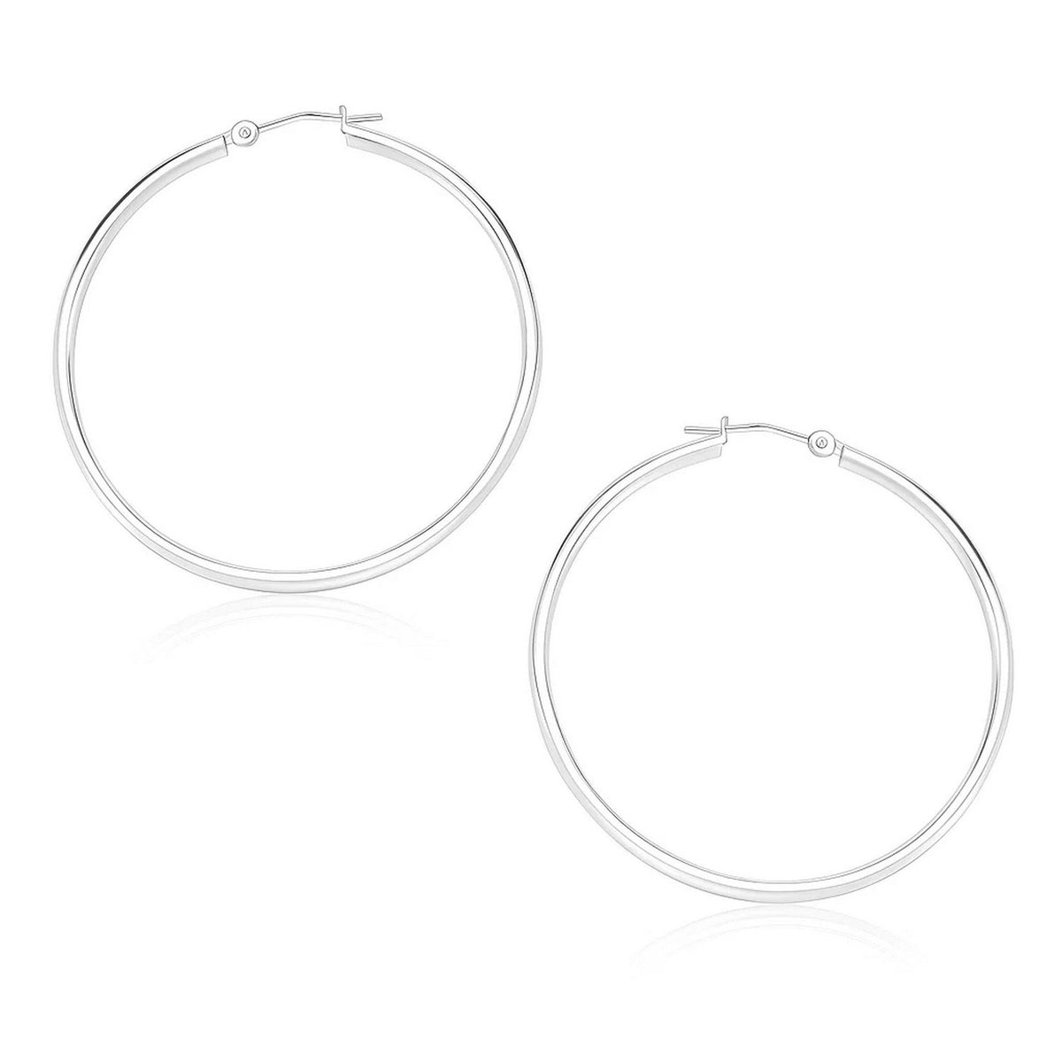 10k White Gold Polished Hoop Earrings (1.5x30mm)