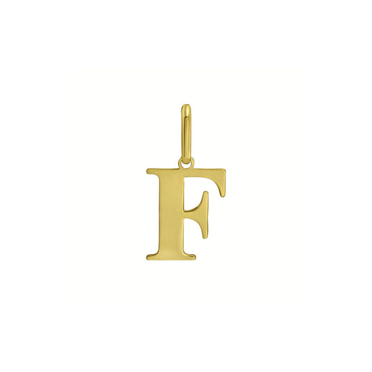 14K Yellow Gold Initial F Charm Pendant