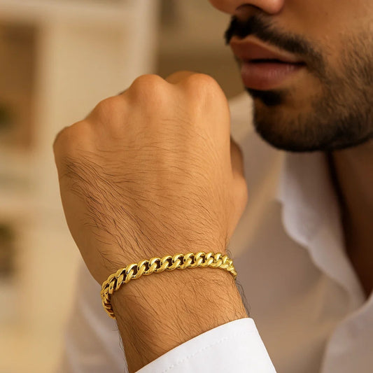 10k Yellow Gold Semi Solid Miami Cuban Bracelet (7.20 mm)