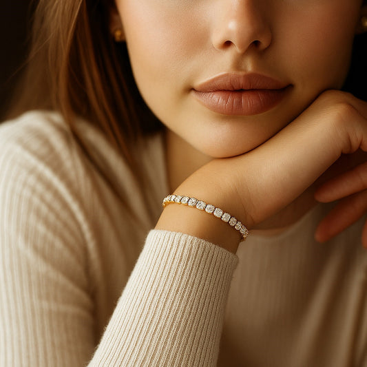 Lab Grown Round Diamond Tennis Bracelet in 14k Yellow Gold(5 cctw  F/G  VS2/SI1)