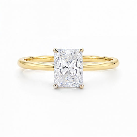 1.50Ct Radiant Lab Grown IGI G/VS1 Diamond Ring in 14K Yellow Gold