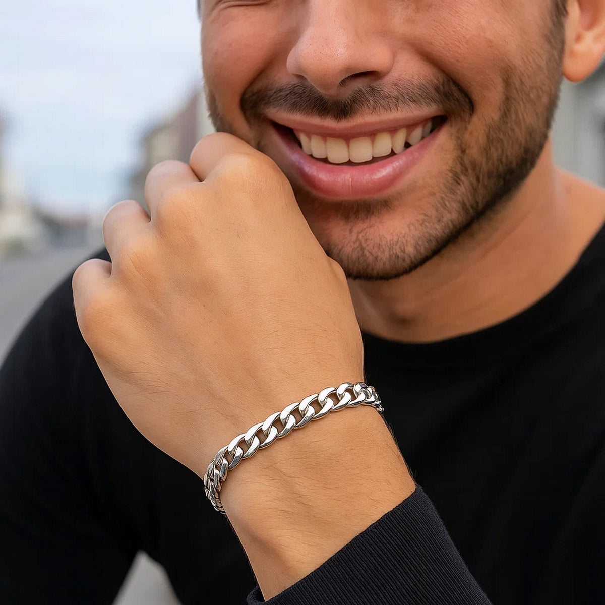 14k White Gold Miami Cuban Semi Solid Bracelet (5.50 mm)