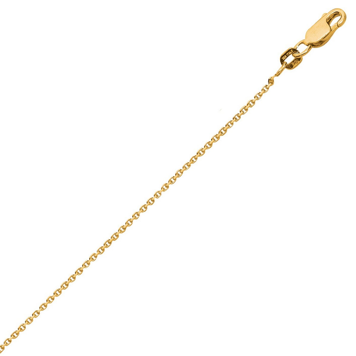 Sterling Silver Yellow Gold Plated Diamond Cut Cable Chain (1.40 mm)