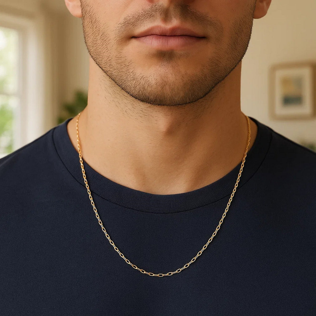 Sterling Silver Yellow Gold Plated Diamond Cut Cable Chain (1.40 mm)
