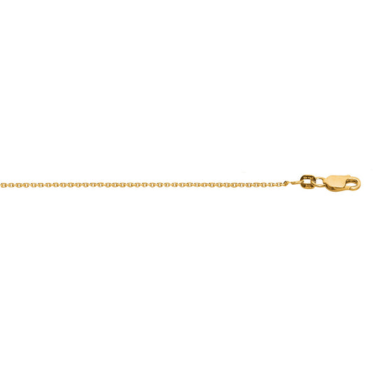Sterling Silver Yellow Gold Plated Diamond Cut Cable Chain (1.40 mm)