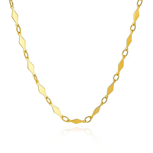 14K Yellow Gold Polished Diamond Motif Chain (3.00 mm)