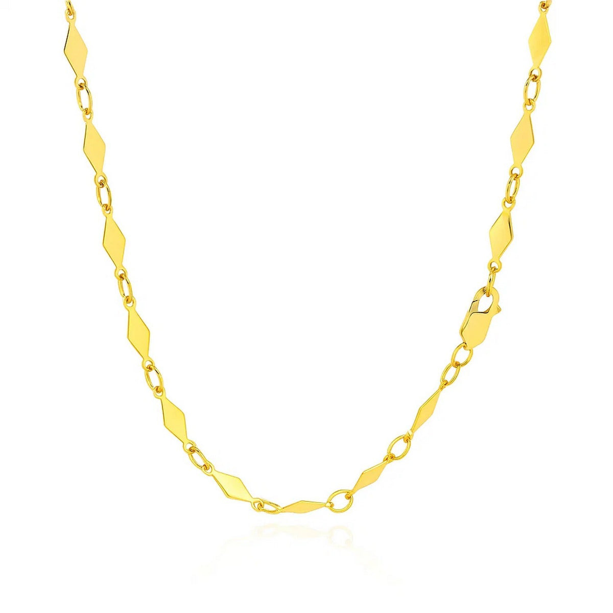 14K Yellow Gold Polished Diamond Motif Chain (3.00 mm)