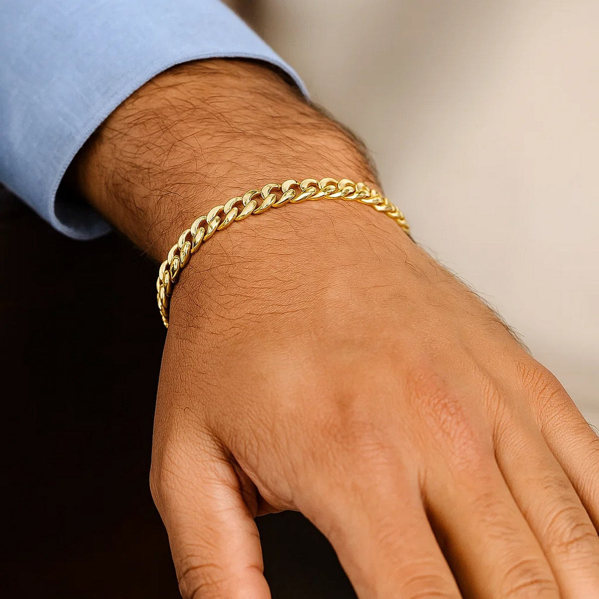 10k Yellow Gold Semi Solid Miami Cuban Bracelet (5.00 mm)