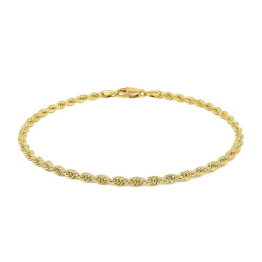 10k Yellow Gold Solid Diamond Cut Rope Bracelet (2.50 mm)