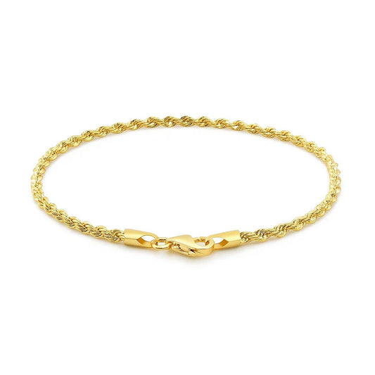 10k Yellow Gold Solid Diamond Cut Rope Bracelet (2.50 mm)