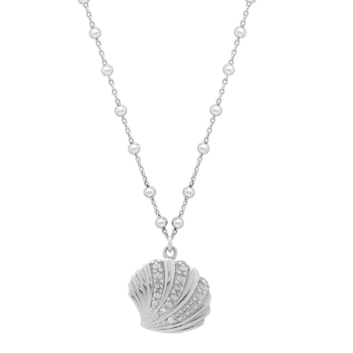 Sterling Silver Rhodium Plated Sea Shell Necklace