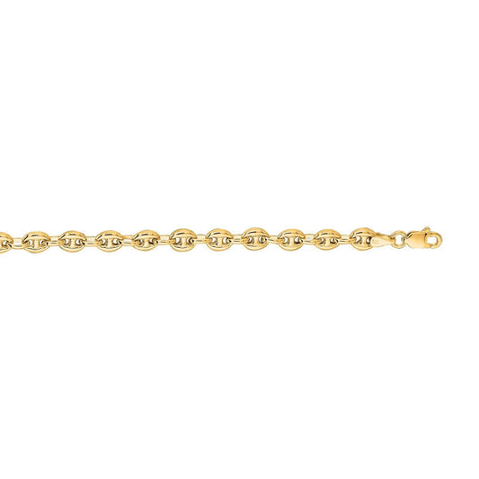 4.7mm 14k Yellow Gold Puffed Mariner Anklet