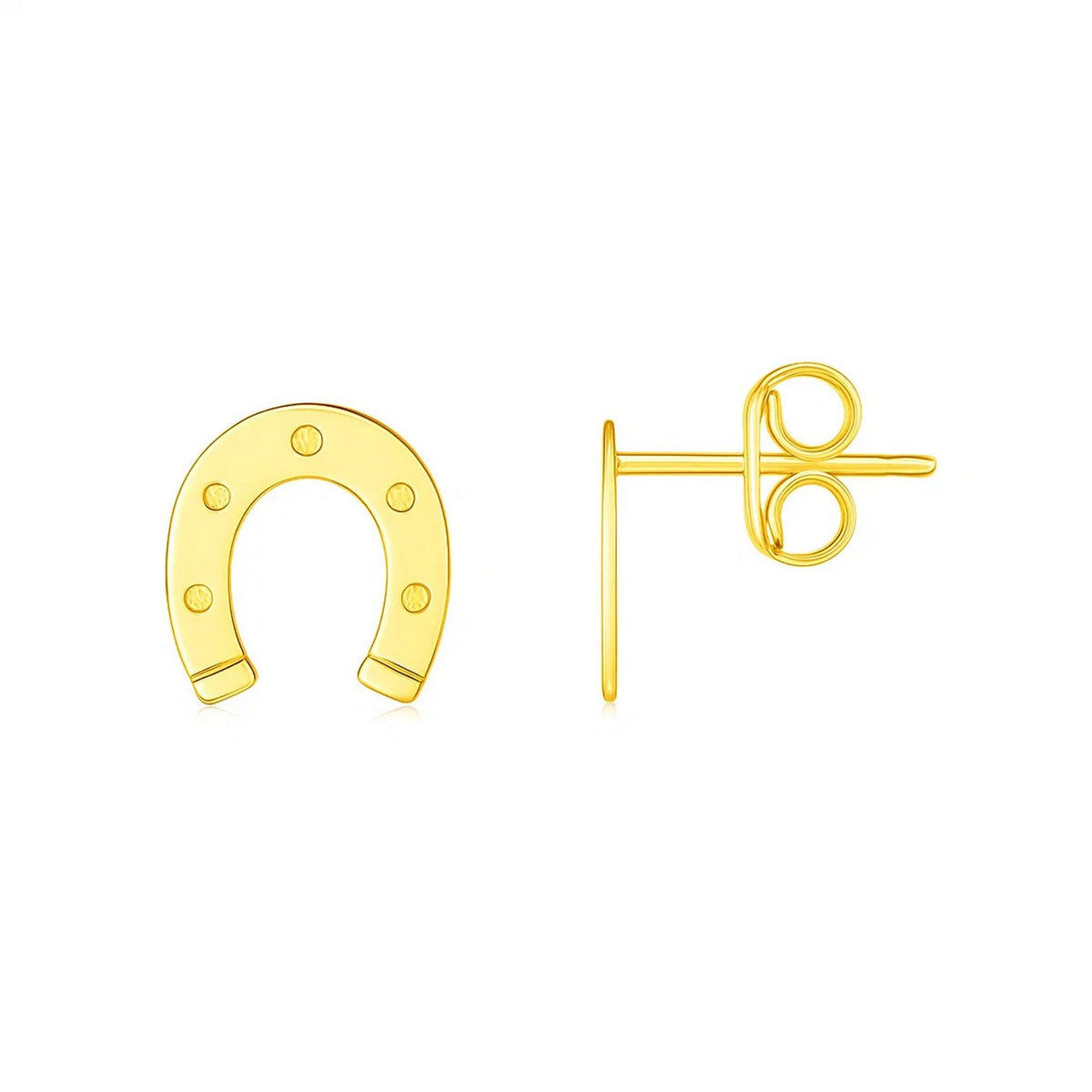14K Yellow Gold Horseshoe Earrings