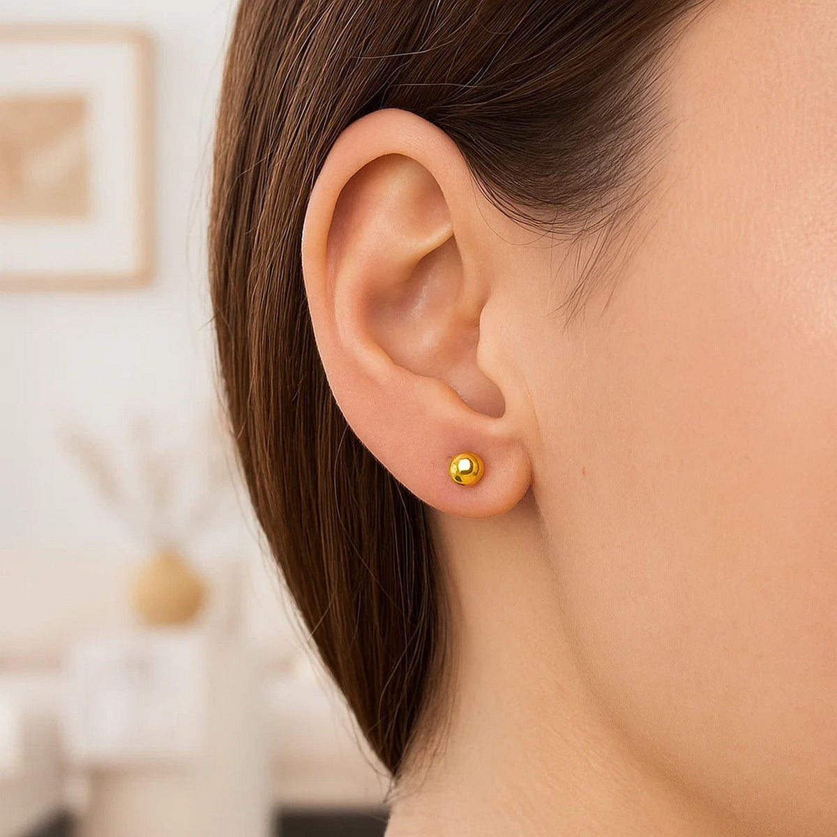 14k Yellow Gold Ball Style Stud Earrings (4mm)