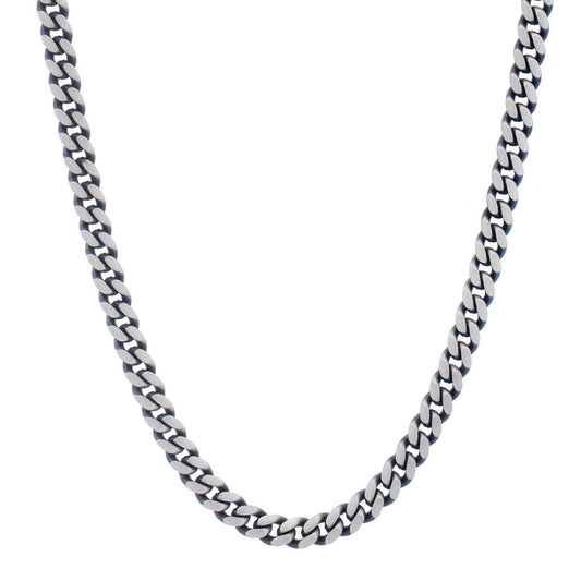 Sterling Silver Gunmetal Finish Miami Cuban Link Chain (7.00 mm)