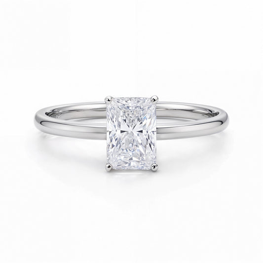 1 Carat Radiant Lab Grown IGI G/VS1 Diamond Solitaire Ring in 10K White Gold