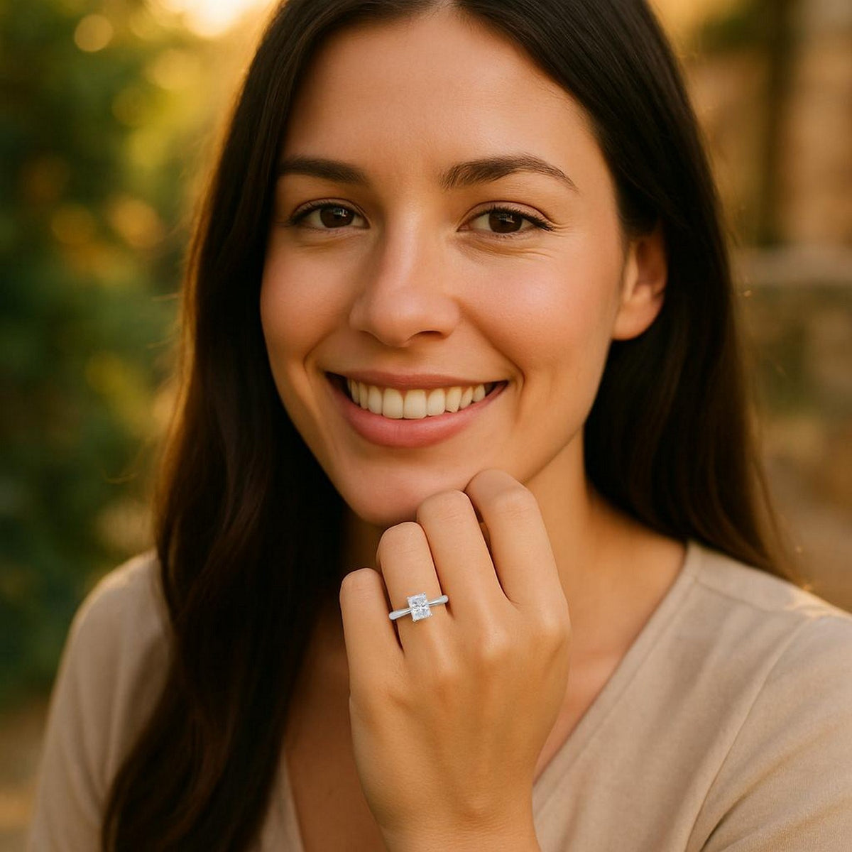 1 Carat Radiant Lab Grown IGI G/VS1 Diamond Solitaire Ring in 10K White Gold