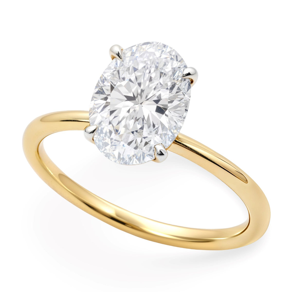 1 1/2 Carat Oval Lab Grown IGI G/VS1 Diamond Solitaire Ring in 10K Yellow Gold
