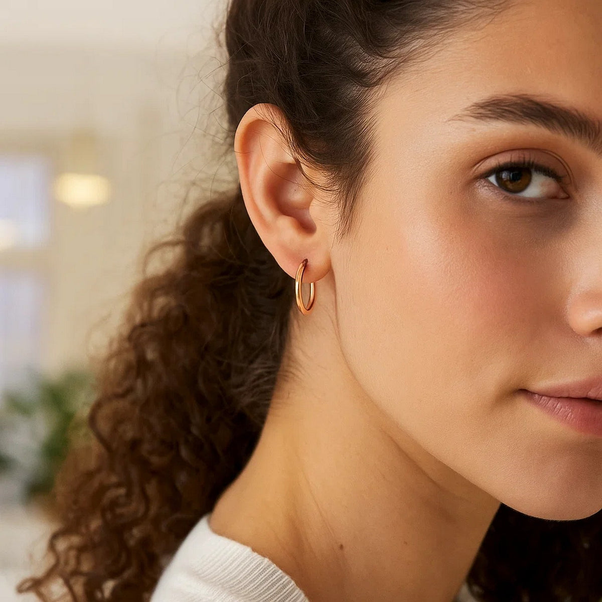 Classic Hoop Earrings in 14K Rose Gold (2x20 mm)