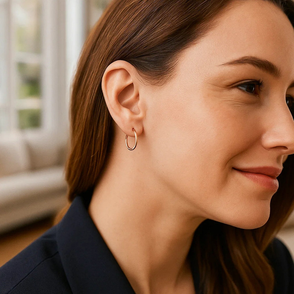Classic Hoop Earrings in 14K Rose Gold (2x20 mm)