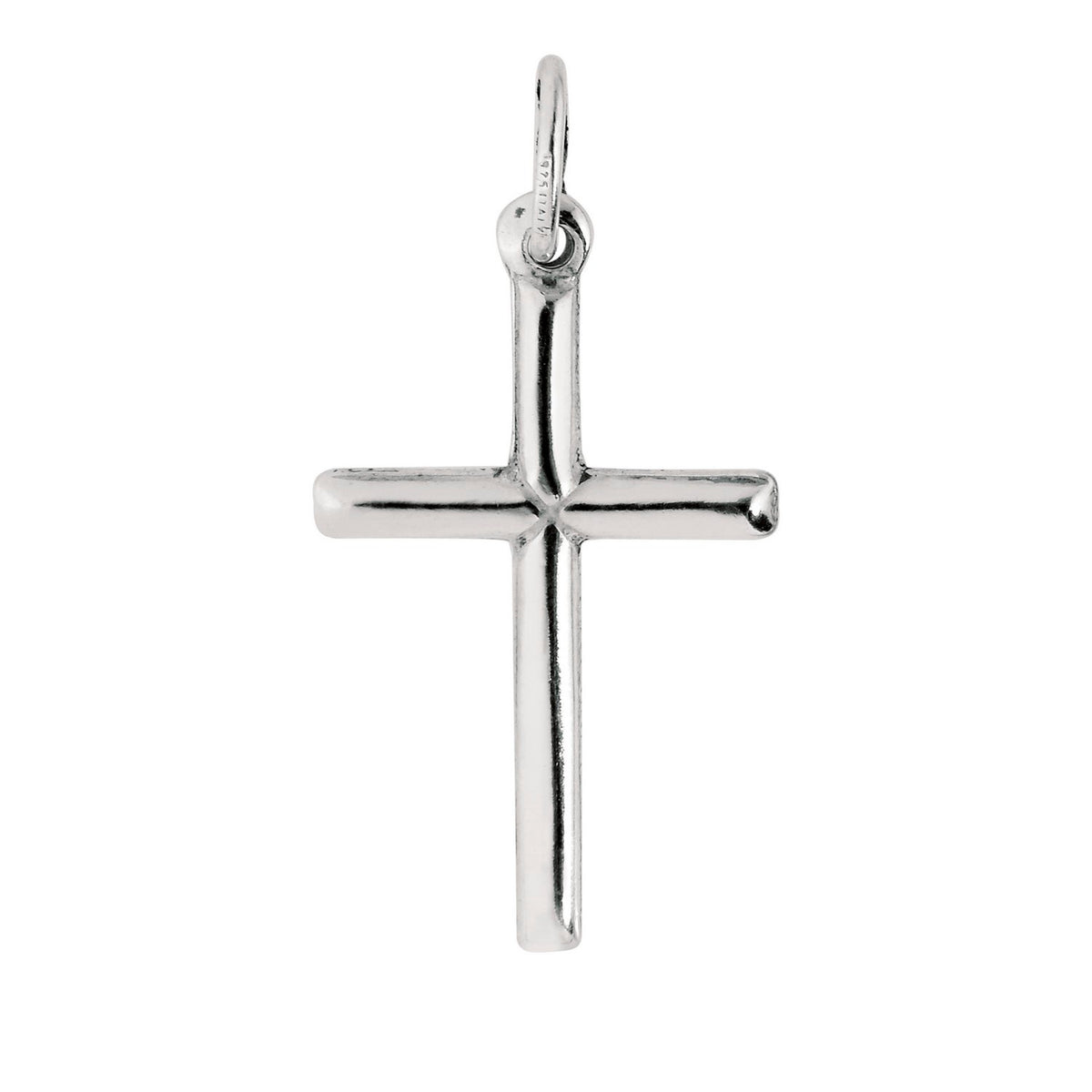 Sterling Silver Rhodium Plated Medium Tube Cross Pendant