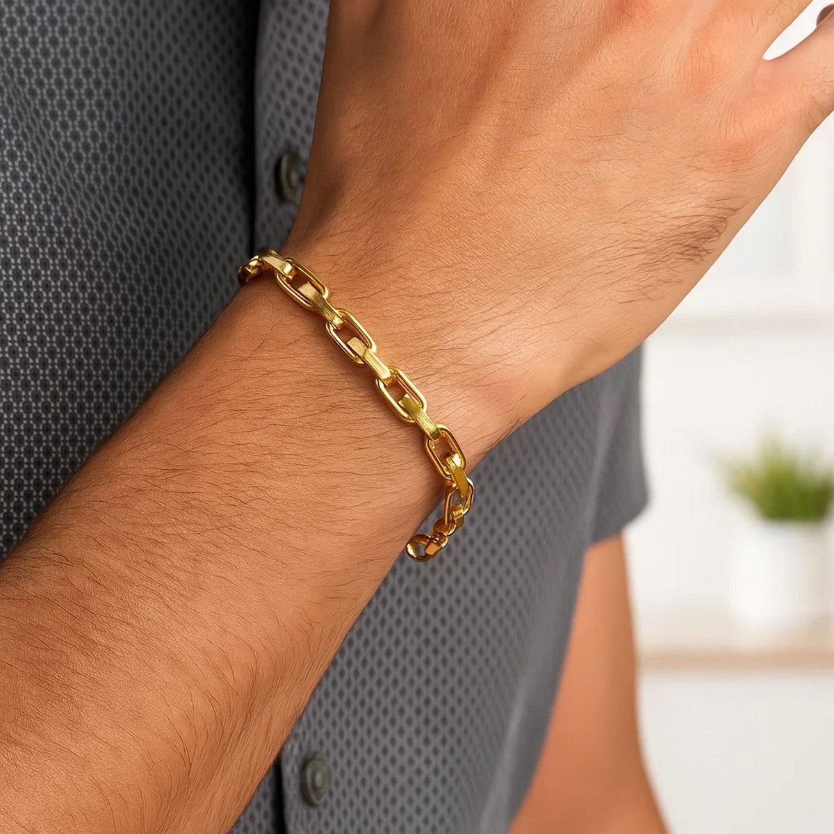14K Yellow Gold Fancy Oval Box Link Bracelet