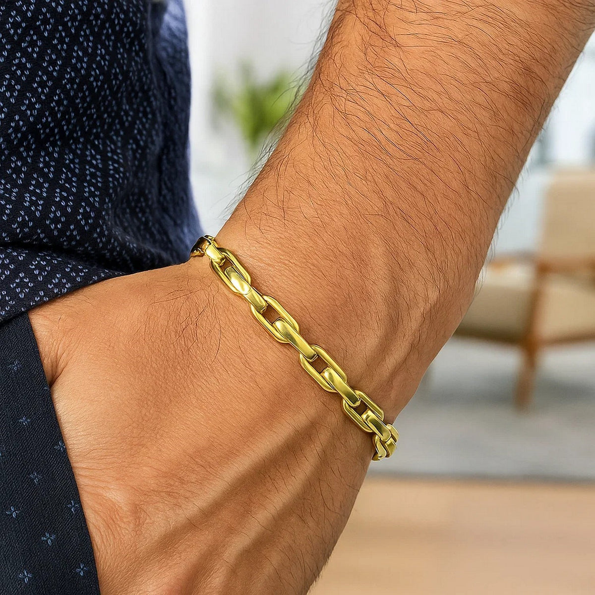 14K Yellow Gold Fancy Oval Box Link Bracelet