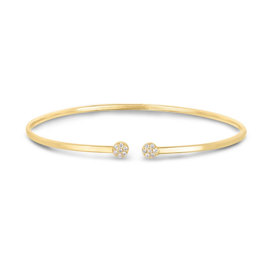 14k Yellow Gold High Polish Diamond Cluster Bangle (2.00 mm)