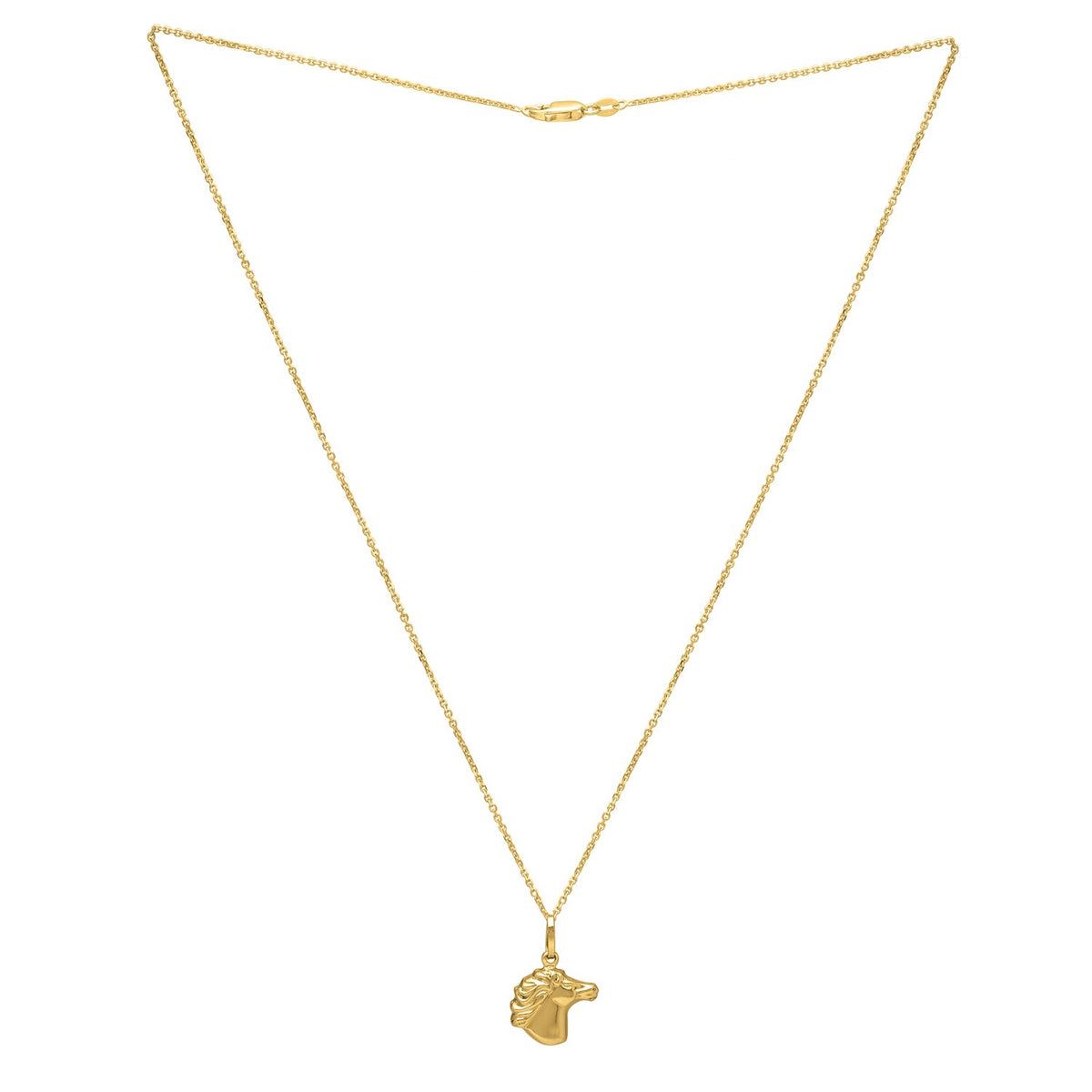 Horse Profile Medium Necklace in 14K Yellow Gold