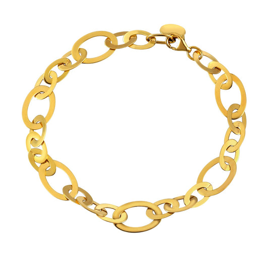 Large Flat Oval Link Bracelet in 14K Yellow Gold (7.90 mm)