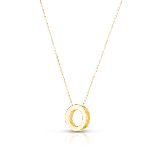 14K Yellow Gold Yours Truly Block Letter Initial O Necklace