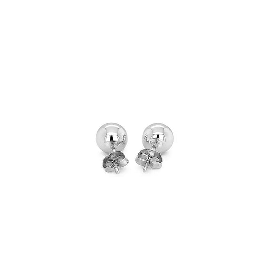 14k White Gold Spherical Stud Earrings (7.0 mm)
