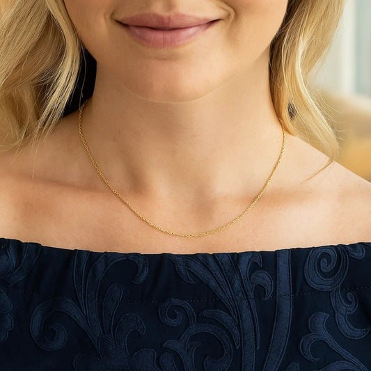 14k Yellow Gold Machine Rope Chain (1.10 mm)