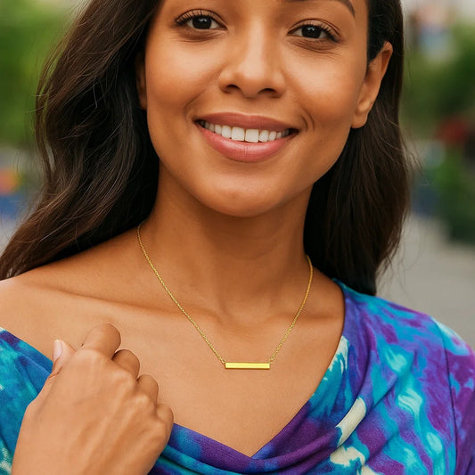 14k Yellow Gold Chain Necklace with a Shiny Flat Bar
