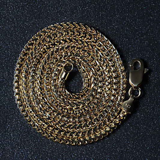 14k Yellow Solid Gold Diamond Cut Round Franco Chain (2.20 mm)