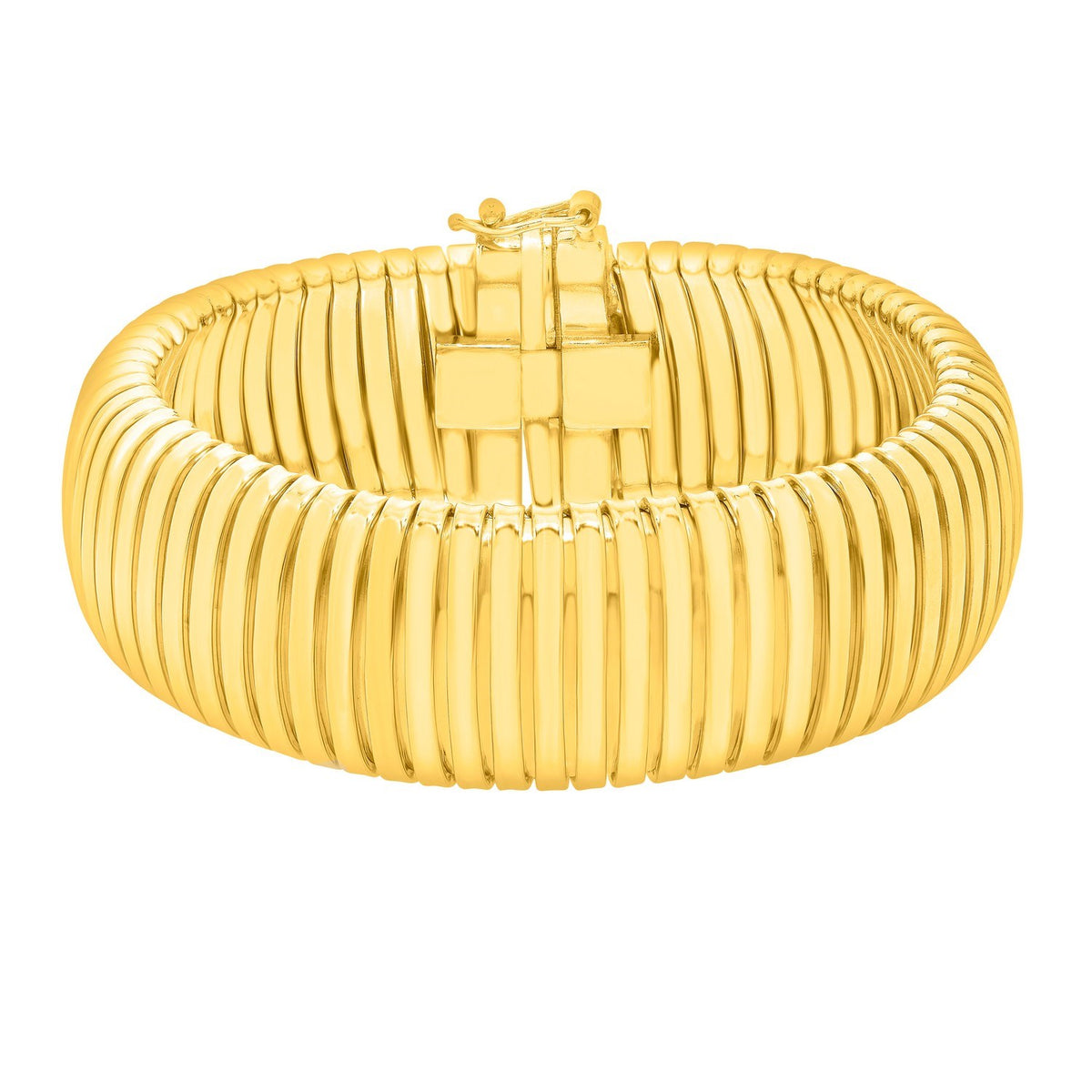 Sterling Silver Yellow Gold Plated Extra Thick Tubogas Bracelet (18.00 mm)