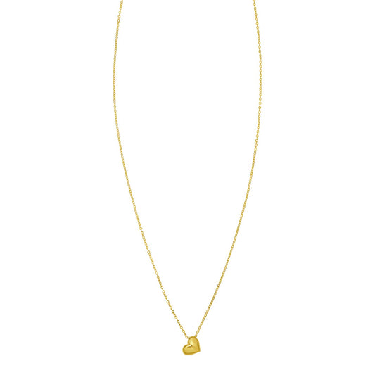 14K Yellow Gold Puffed Mini Heart Pendant Necklace