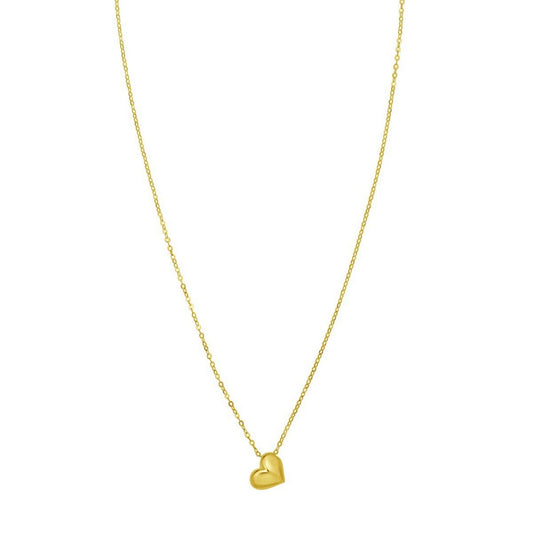 14K Yellow Gold Puffed Mini Heart Pendant Necklace