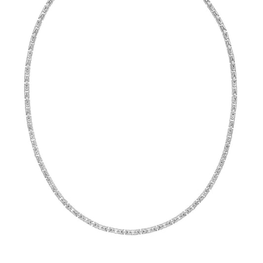 Sterling Silver Rhodium Plated Solid Round Byzantine Chain (3.20 mm)