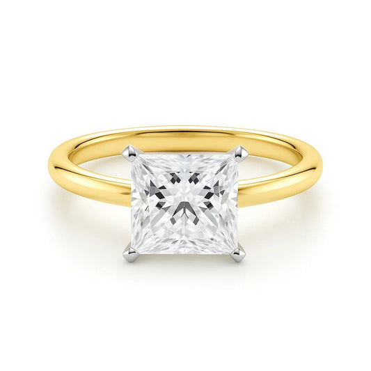 2 Carat Princess Lab Grown IGI G/VS1 Diamond Solitaire Ring in 10K Yellow Gold