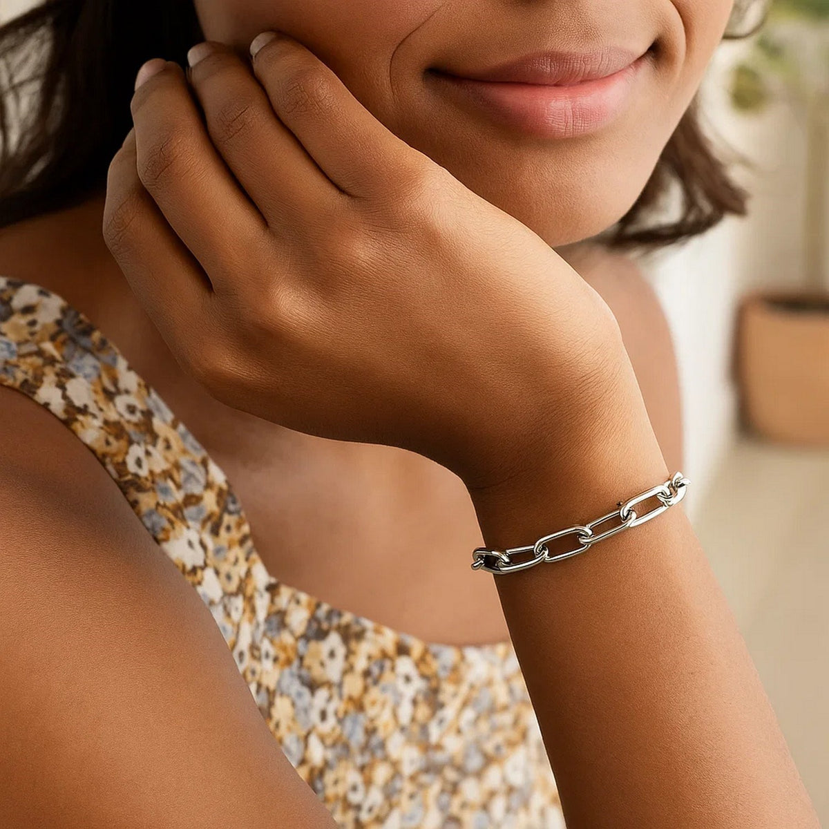 Sterling Silver Wide Paperclip Chain Bracelet (6.50 mm)
