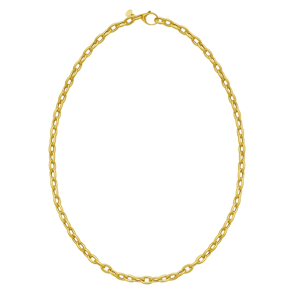 14K Yellow Gold Charm Lock Rolo Chain Necklace (5.10 mm)