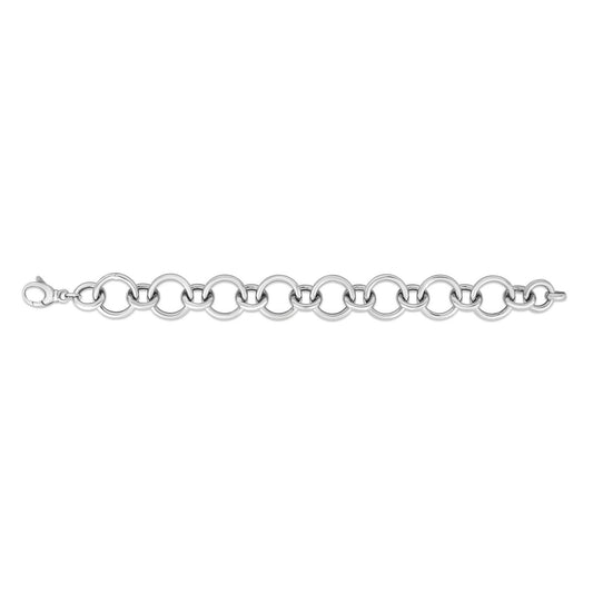 Sterling Silver Rhodium Plated Round Link Bracelet
