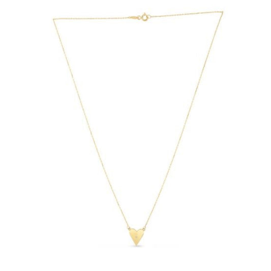 14k Yellow Gold High Polish Elongated Heart Necklace