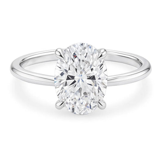 5 Carat Oval Lab Grown IGI G/VS1 Diamond Solitaire Ring in 10K White Gold