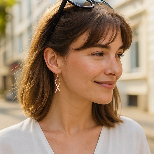 14k Rose Gold Polished Ribbon Style Drop Earrings