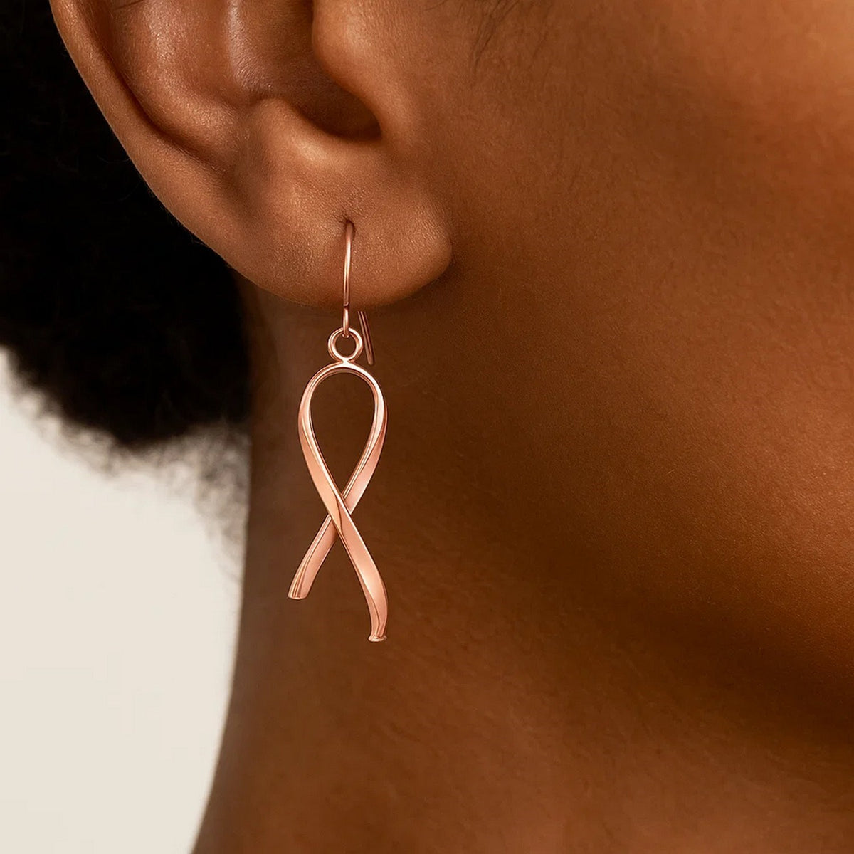 14k Rose Gold Polished Ribbon Style Drop Earrings