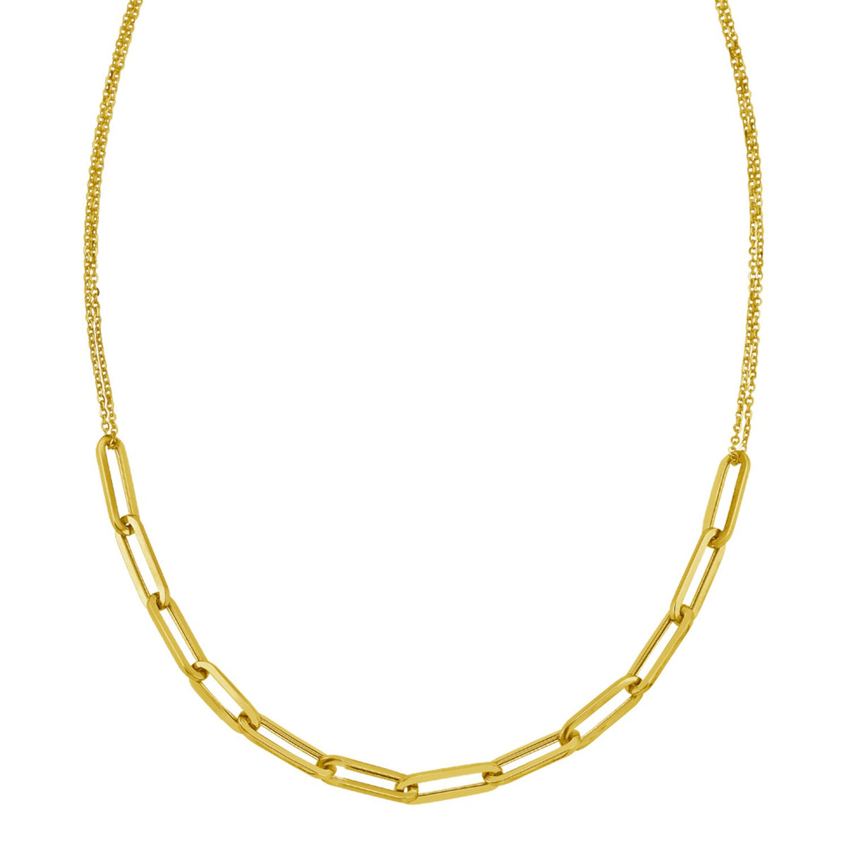 14K Yellow Gold Adjustable Paperclip Link Necklace